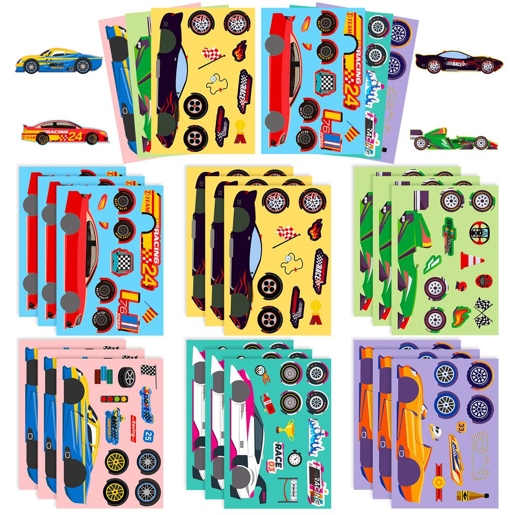 6 Sheets/Pack Personalized Diy Racing Accessories Puzzle Sticker Children'S Creative Puzzle Puzzle Sticker