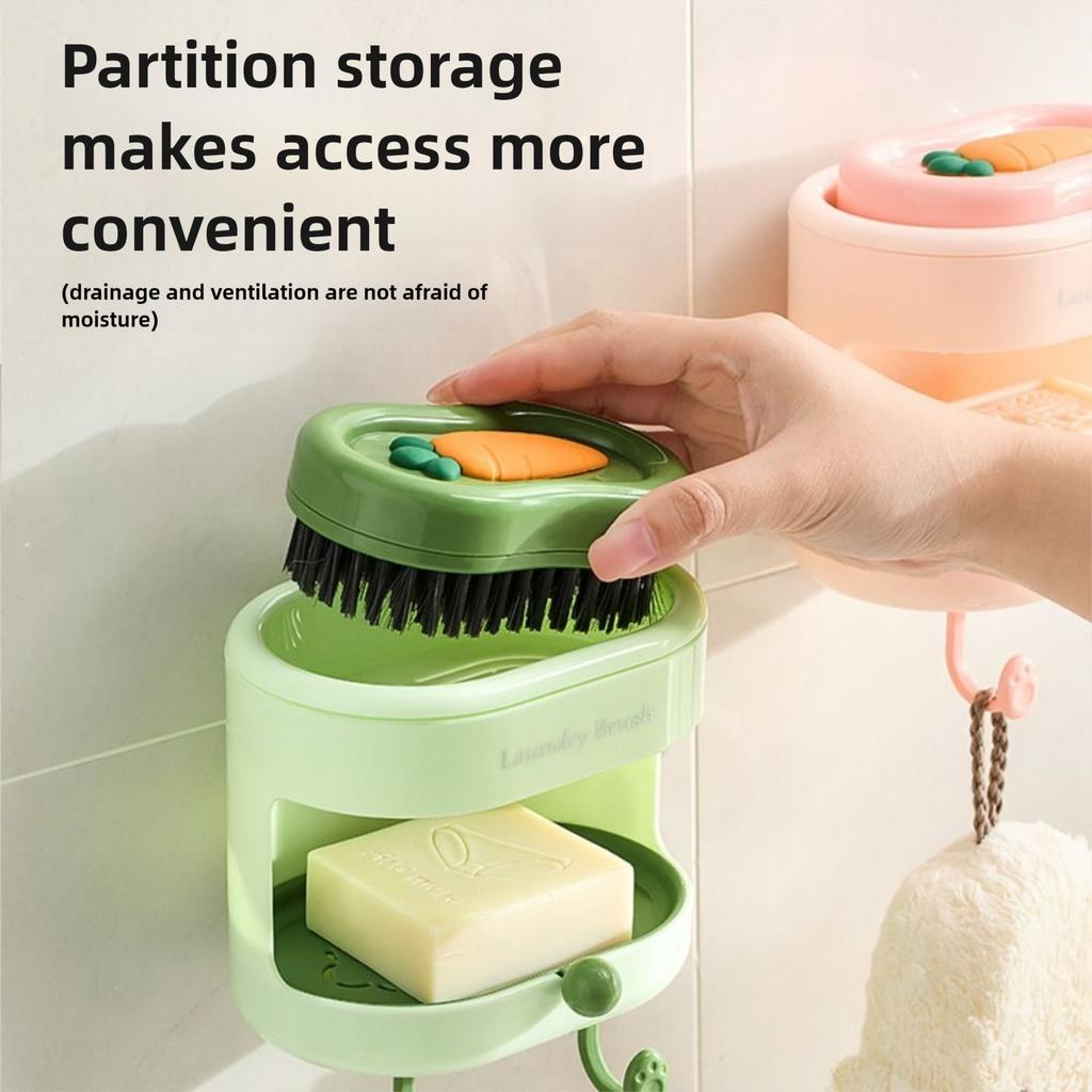 3 in 1 Soap Holder Back Scrubber Kit Wall Mount Drain Water Soap Shelf Bathroom Soap Dish  Balcony