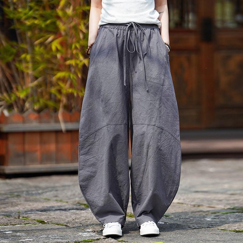 Mens Plus Size Solid Color Wide Leg Pants Casual Loose Trousers