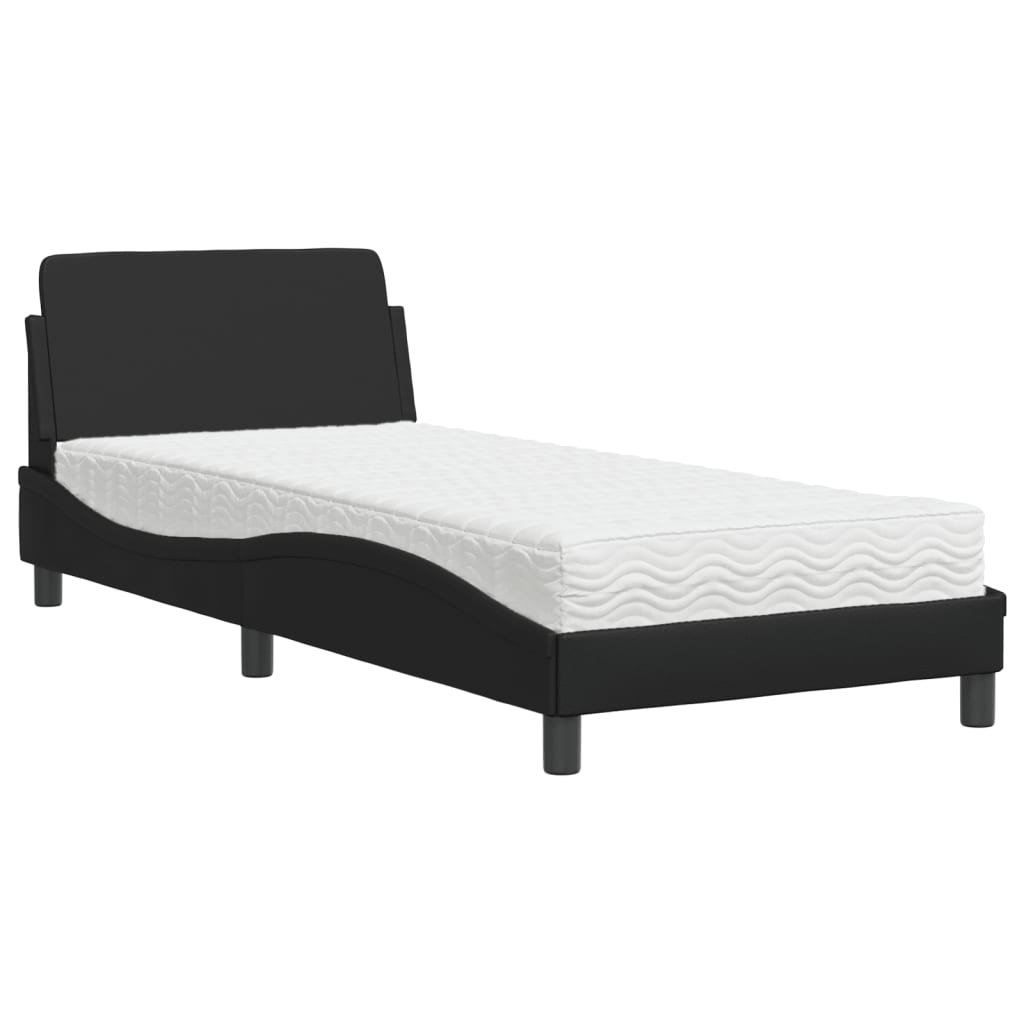 Bed with Mattress Dover Black 90 x 190 cm Faux Leather