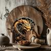 2d Flat 20*20cm Round Wooden Sign, Creative Dragon Pattern Wall Art Wooden Sign, for Home And Office Decor, Garage Wall Decor, Room Decoration.