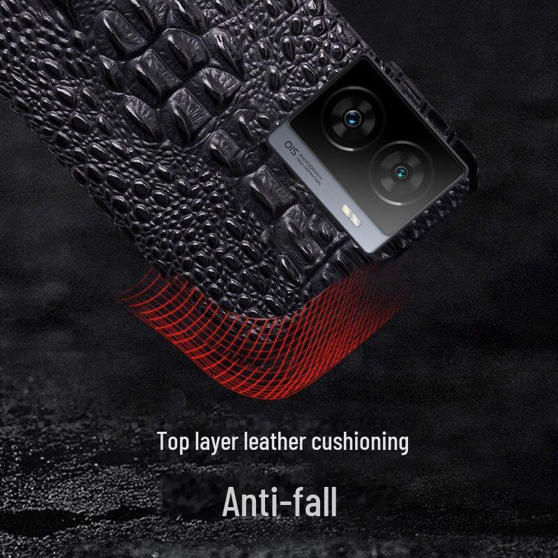 Роскошный чехол-полупакет из коровьей кожи с узором в виде головы дракона для iQOO Z7, iQOO Z7x - Защитный чехол премиум-класса