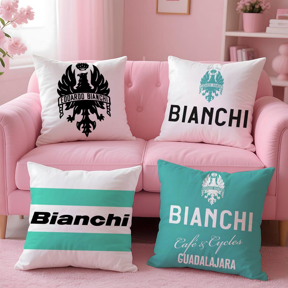 Роскошная Наволочка с Логотипом B-Bianchi Плюшевая Ткань Мягкая Двусторонняя Печать Невидимая Молния Наволочка для Подушки Дивана Домашний Декор