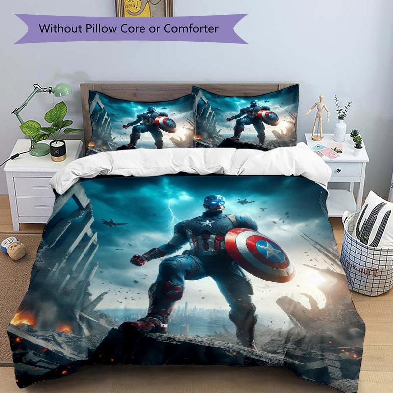 Captain America Thunder Steel Print 3Pcs Bedding Setduvet Cover With 2 Bedropillowcase Home Birthday Gift