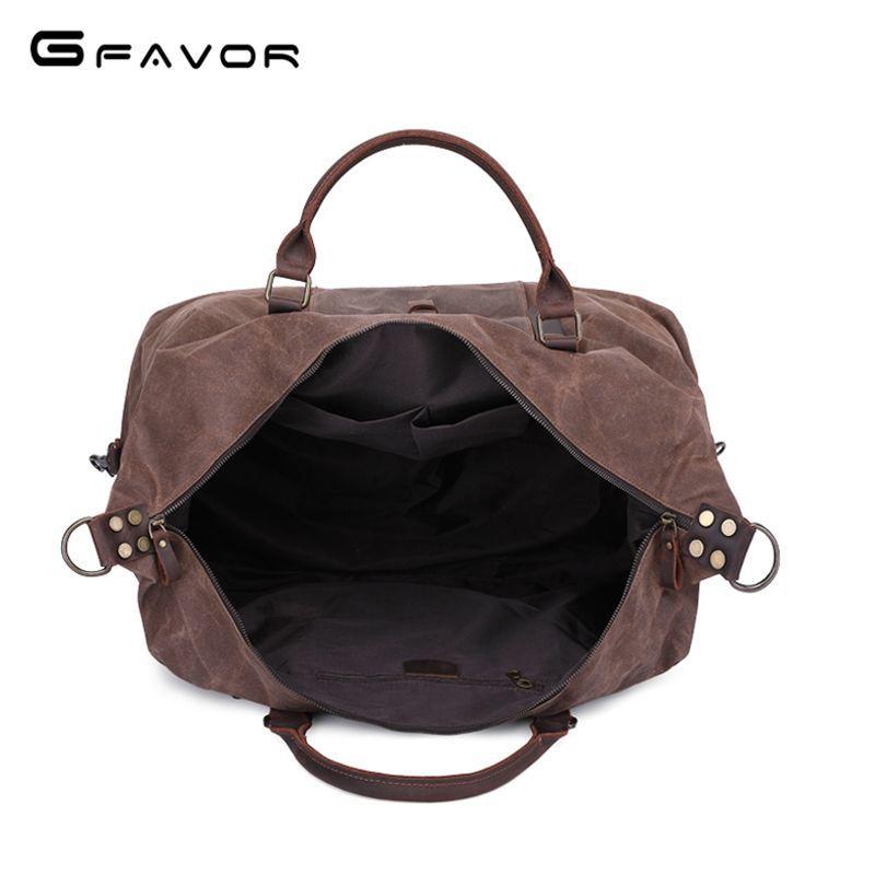 Vintage Travel Duffel Bag - Large Capacity Waxed Canvas Bag with Crazy Horse Leather, Men's Short Trip Outdoor Luggage Bag T0025#