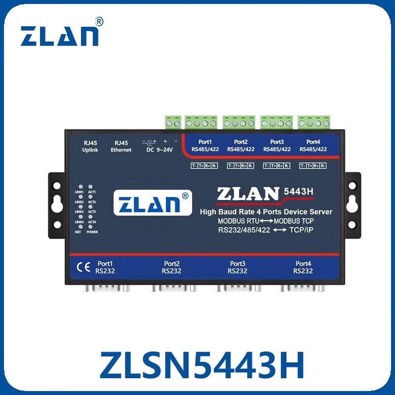 ZLAN Industrial 4-Port Serial Server (RS485/232/422 to Ethernet)
