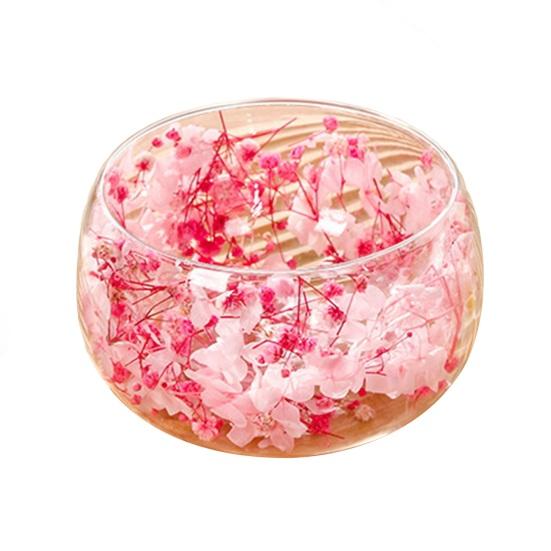 Стеклянная миска с двойными стенками с настоящими прессованными цветами, термо- и холодостойкая, прозрачная миска для подачи салатов, десертов, милый декор для дома и кухни