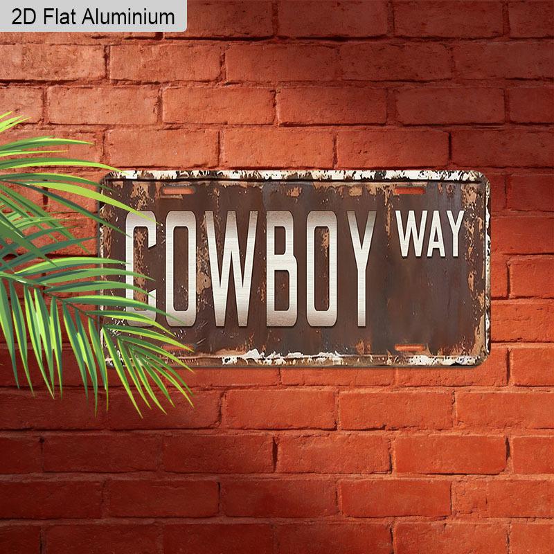 Плоский 2D, 1 шт. "COWBOY WAY" Винтажная Рустикальная Алюминиевая Вывеска, 12''x6'' Западный Стиль Настенный Декор, Идеально для Ранчо, Мужской Комнаты, Гаража и Транспортного Средства