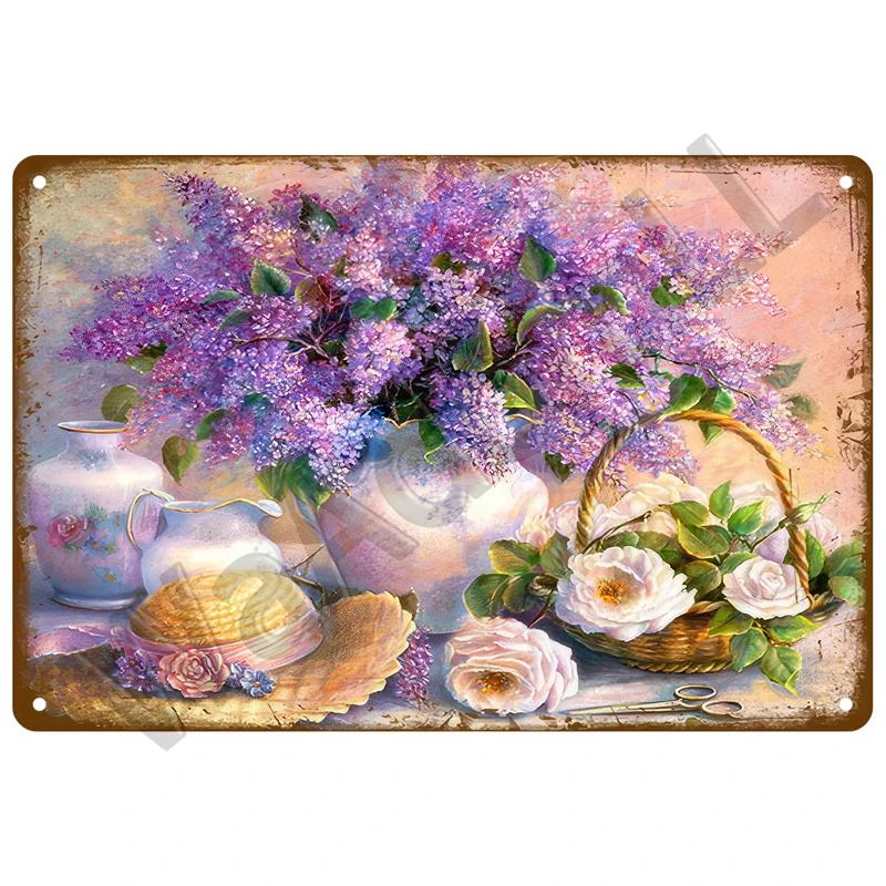 Vintage Metal Tin Sign Retro Cafe Garden Wall Art Home Decor Plaque for Room Farmhouse Painting Gift Perfect for Wall Mural D