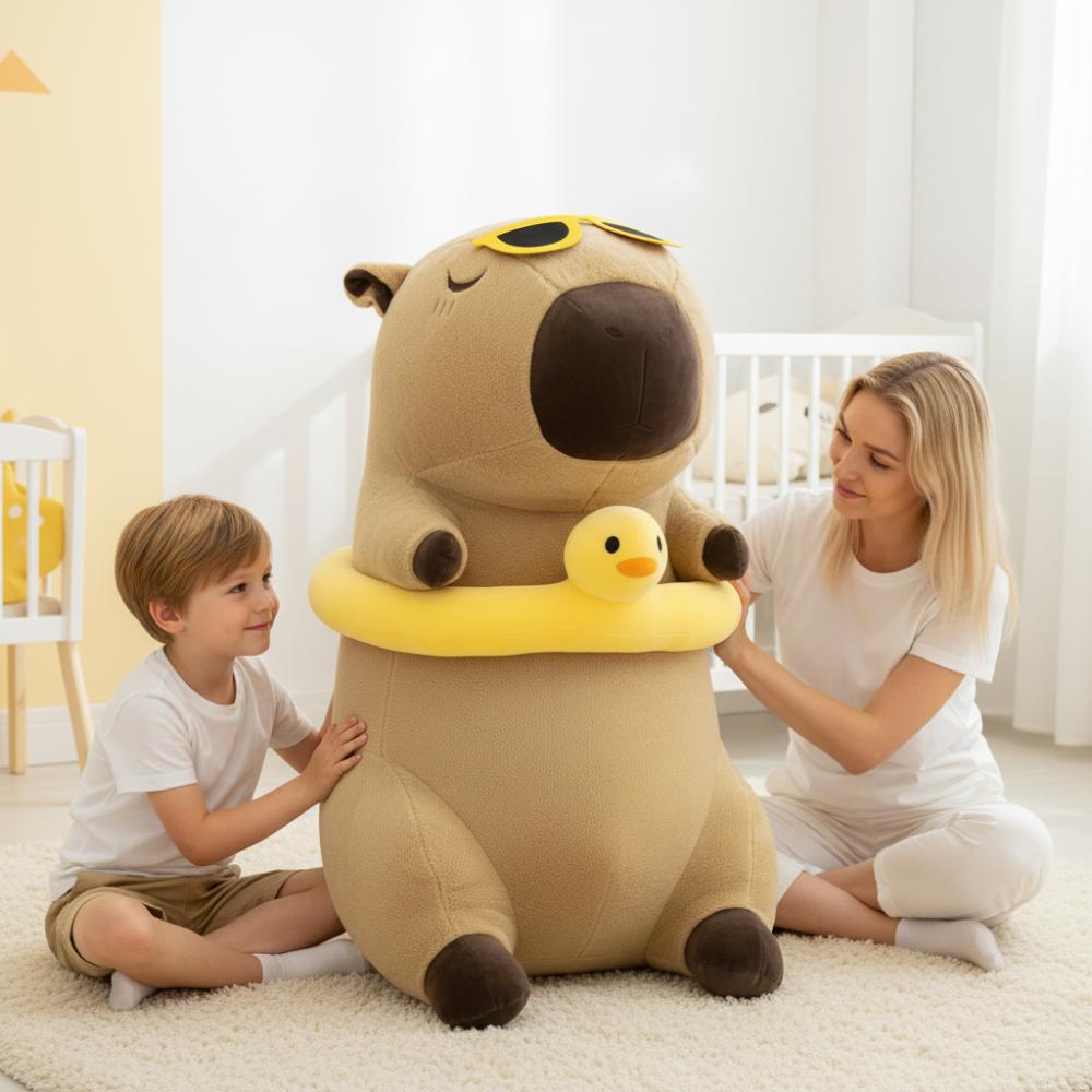 Large Plush Toy Pillow Capybara with Duck 100cm