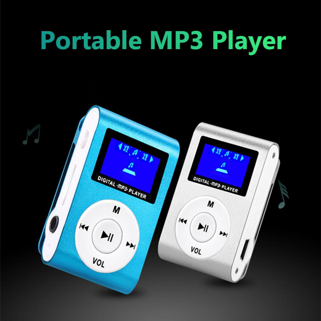 Мини Портативный MP3 Музыкальный Плеер Металлический Клип на MP3 Плеер с ЖК Экраном Поддержка TF Карты Широкое Применение Серебристый