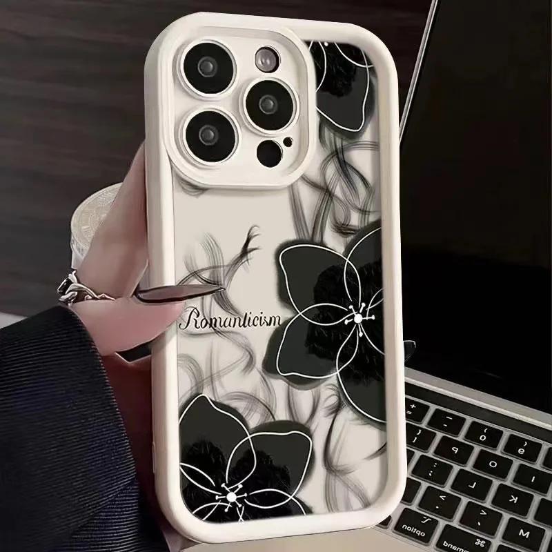 Nice Butterfly Flower Silicone Phone Case For iPhone 15 12 13 14 11 Pro Max XR XS X 7 8 Plus Shockproof matte Soft Cover