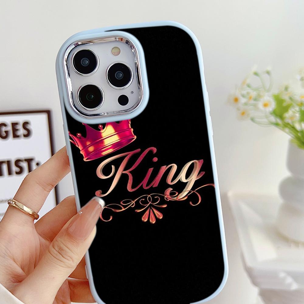 LZ29 Королева король корона пара мягкий чехол для телефона Samsung S24 Ultra S23 Plus S21 FE A16 A54 A34 A05 Infinix Hot 40 30i защита объектива противоударный чехол