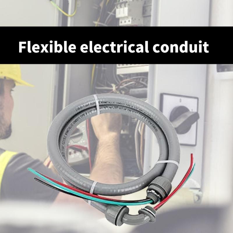 4FT Flexible Electrical Conduit 10 Gauge Wire with Ground Nonmetallic Liquid Tight Whip Assembly Easy To Install
