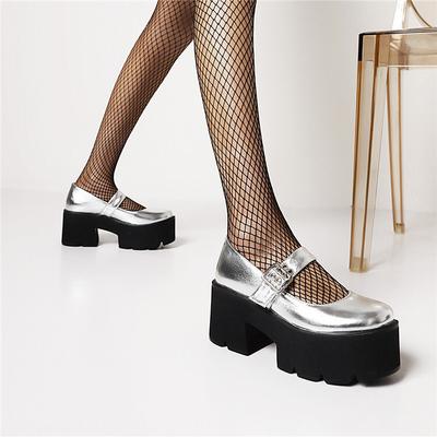 Новые туфли большого размера с японским круглым носком, маленькие кожаные туфли, универсальные туфли на платформе-маффине, туфли