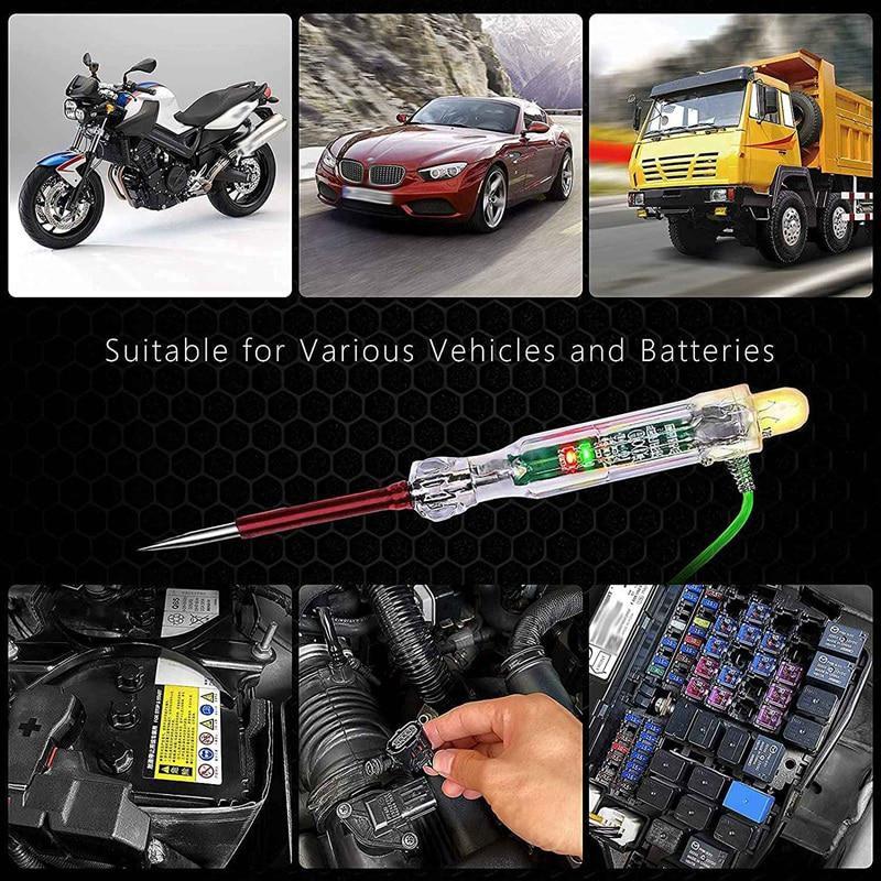 Автомобильный светодиодный тестер цепей 6-24 В, тестовая лампа с двойными зондами, 47-дюймовый антифризный провод, зажим типа «крокодил» для тестирования