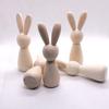 Unfinished Wooden Rabbit Crafts DIY Mini Wood Bunny Figurine Easter Blank Bunny Peg Dolls for Painting