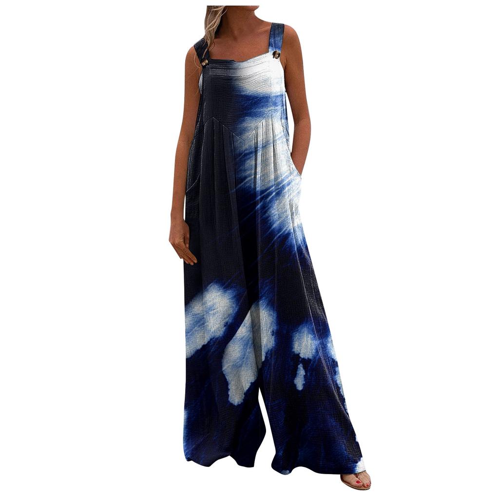 МОДА Женские брюки на бретелях Модный принт бретели свободный широкий боди с карманами