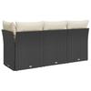 Vidaxl Sofa Ogrodowa Z Poduszkami, 3-Osobowa, Czarna, Polirattan