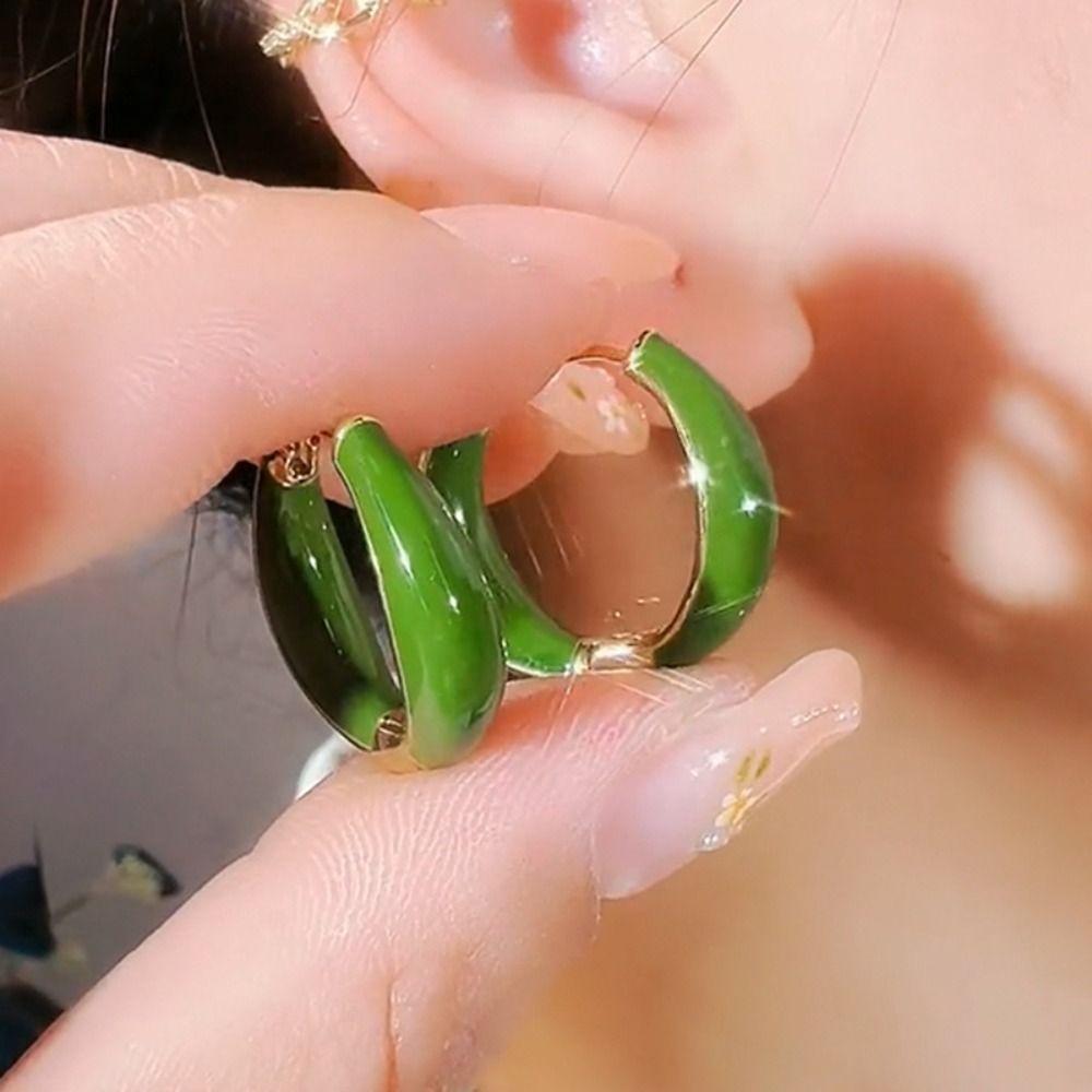 Цинк Цинковый сплав Эмаль Серьги-кольца Круглые серьги-кольца Винтажные серьги с капающим маслом Вечеринка