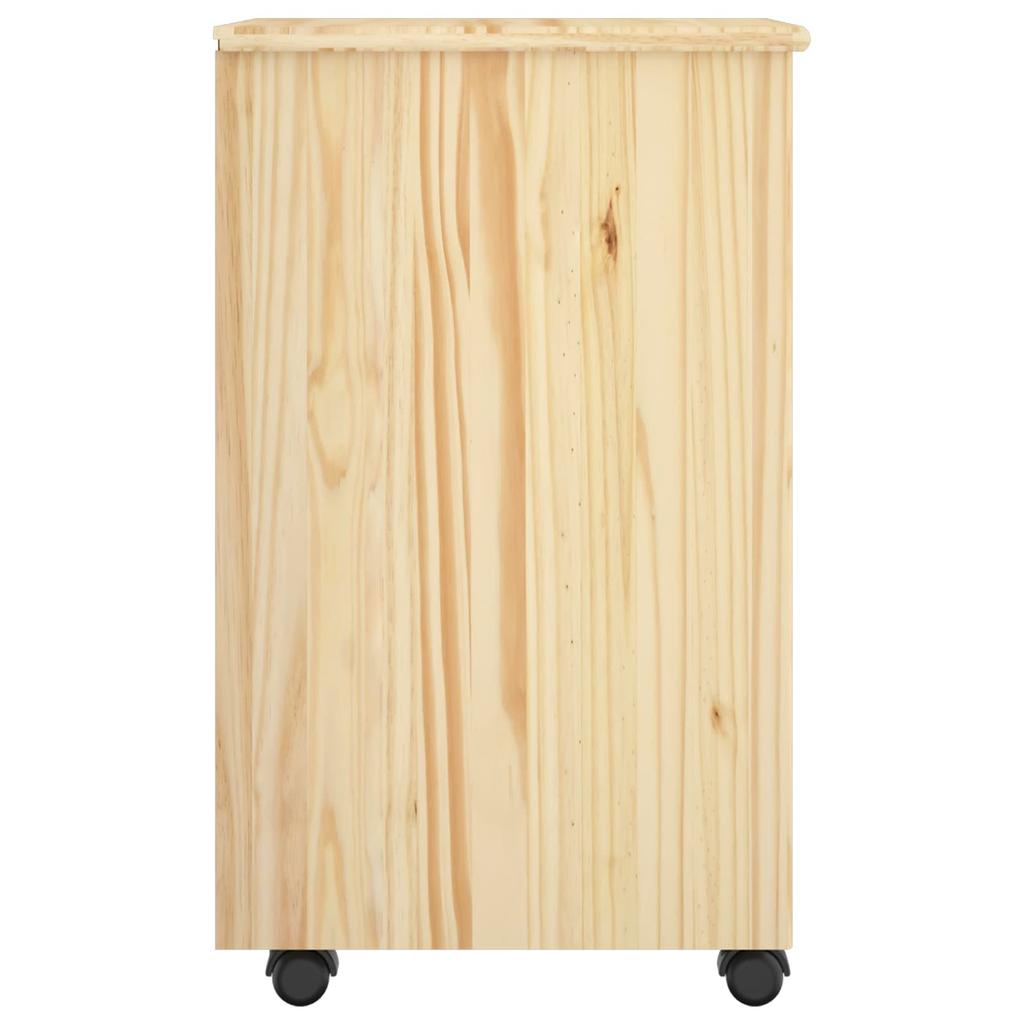 Rolling Cabinet with Wheels Brown 63.5 x 39 x 65.5 cm Solid Pine Wood