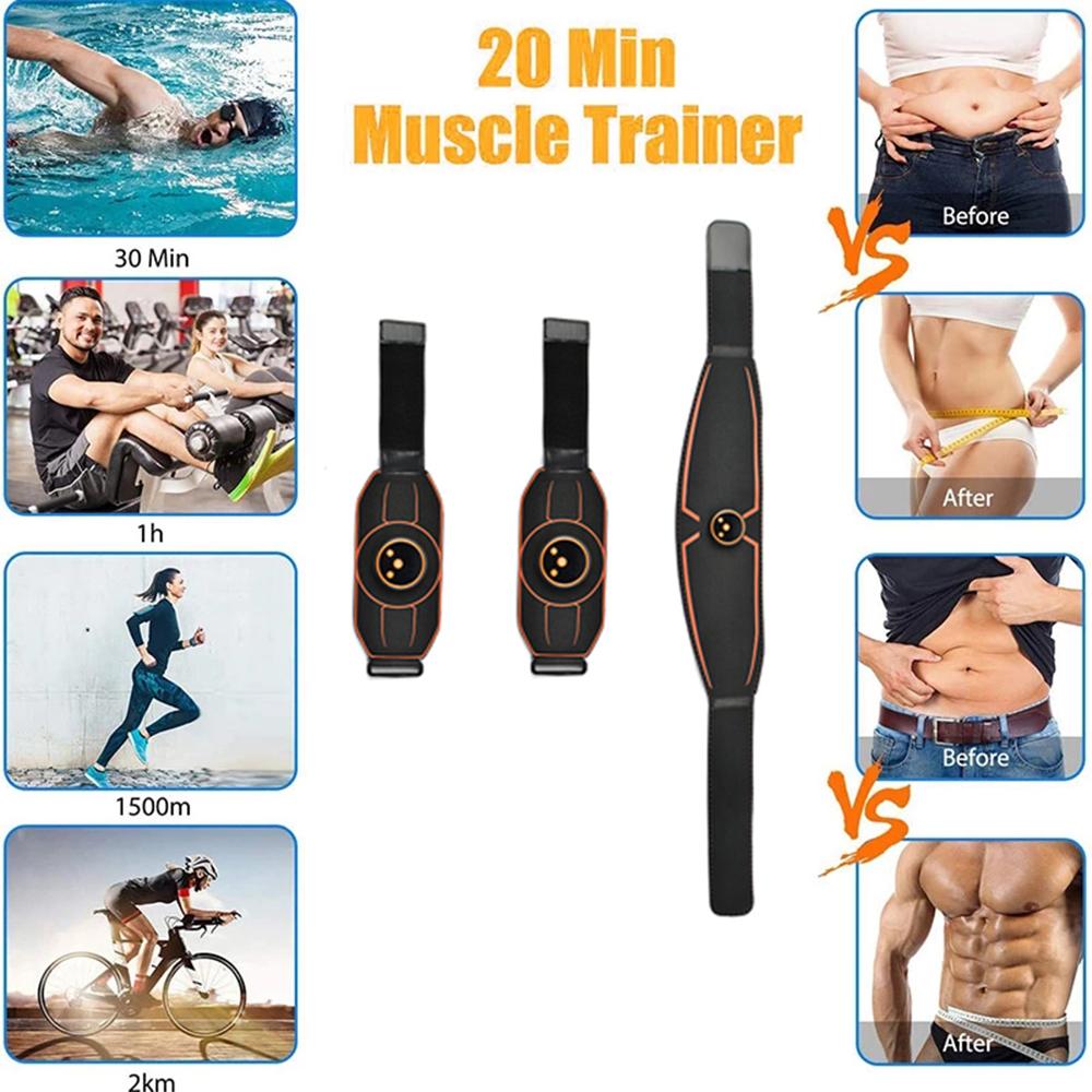 EMS стимулятор мышц брюшной пояс для похудения электрический умный ABS тренажер для рук, ног, талии, потеря веса, фитнес, вибрационный пояс