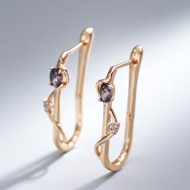 Простые градиентные цветные тонкие серьги с цирконием, полые французские украшения для женщин