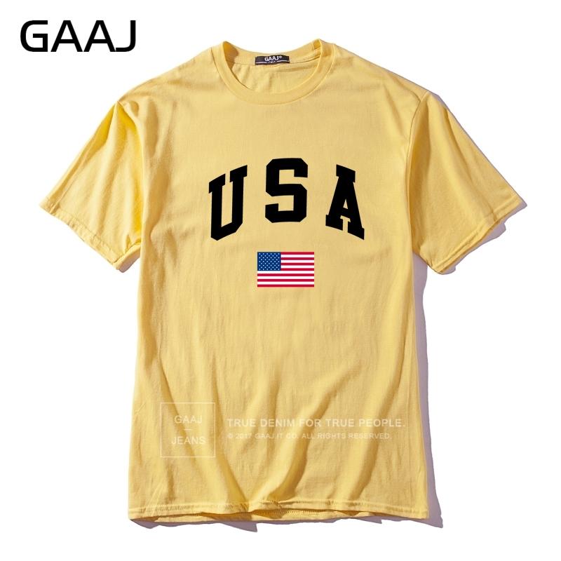 GAAJ USA Американский флаг Мужская футболка Топ Высококачественные 100% хлопковые футболки Для мужчины Футболка Печатный бренд Одежда Повседневная уличная одежда