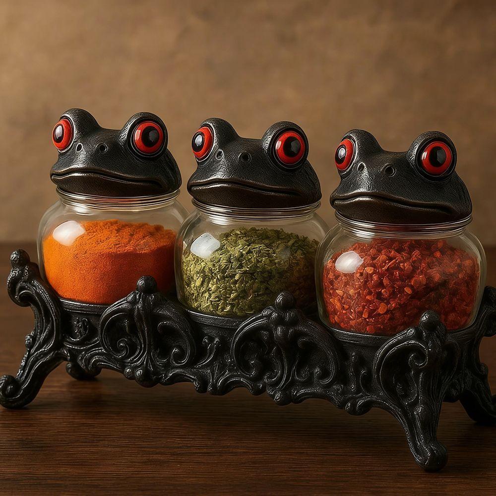 Funny Frog Spice Jar Glass Condiment Bottles Creative Food Seasoning Jar Restaurant