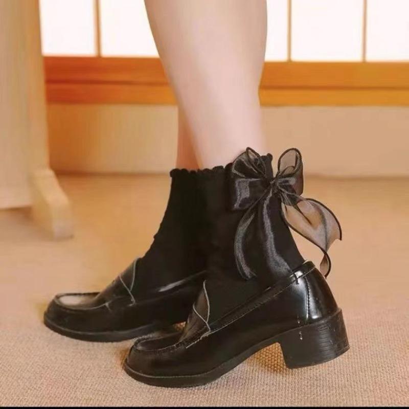 Женские модные носки средней длины с милым бантом для весны и осени