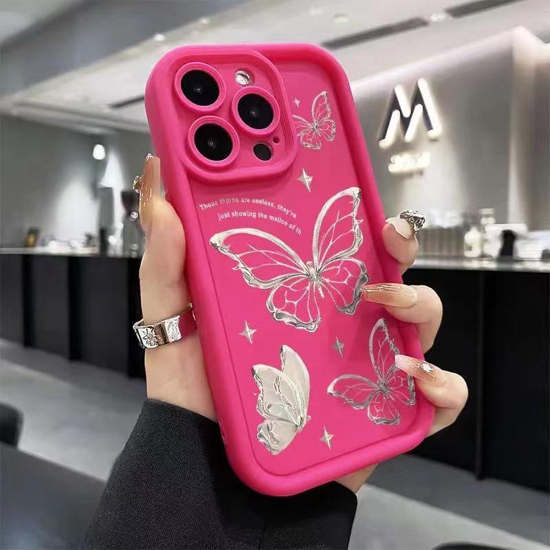 Чехол для iPhone 17/15 Pro Max/13/14 с полноэкранным дизайном «Бабочка» - Ударопрочный для девочек
