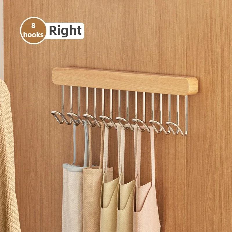 8/12 Hooks Retractable Wood Clothes Hanger Multi-functional Bra Storage Hanger Wall-mounted Wardrobe Hanger Clothes Organizer