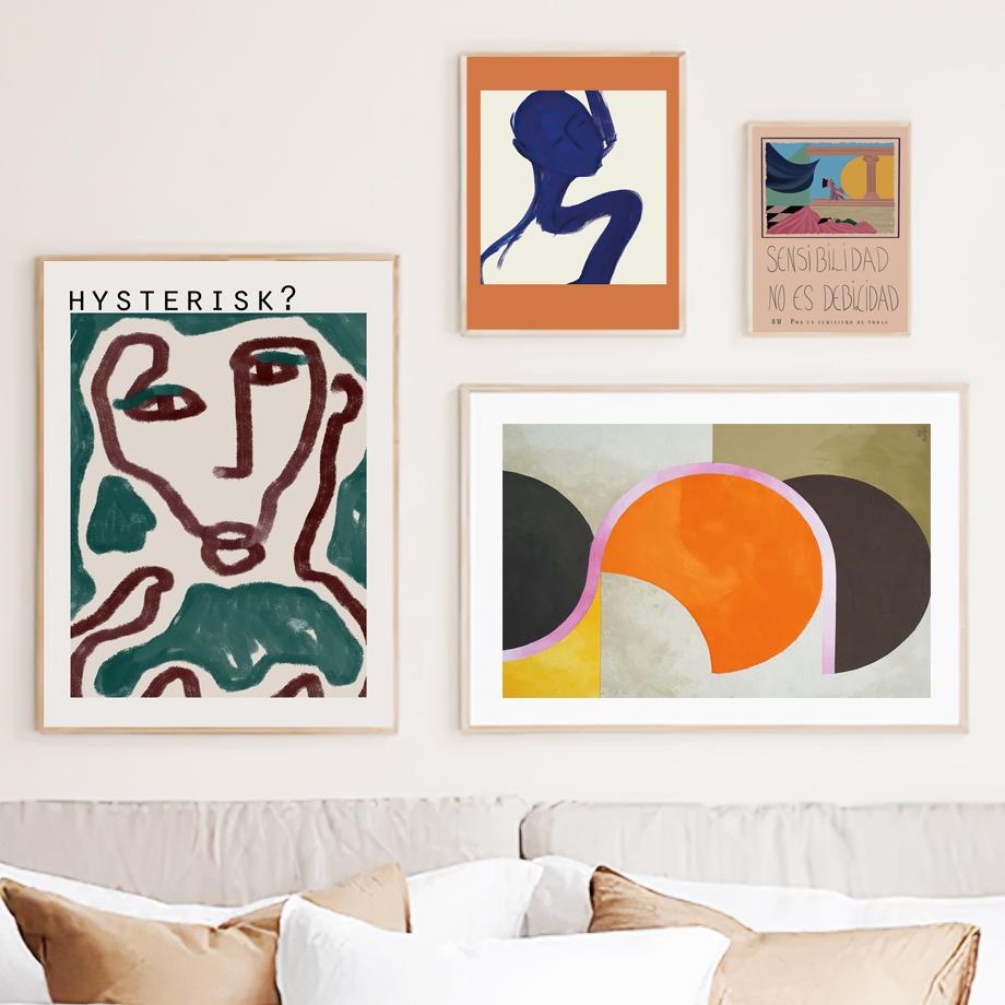 Абстрактная линия фигуры девушки, обнаженная геометрия, настенная живопись на холсте, плакаты на скандинавскую тему и принты, настенные панно для декора гостиной