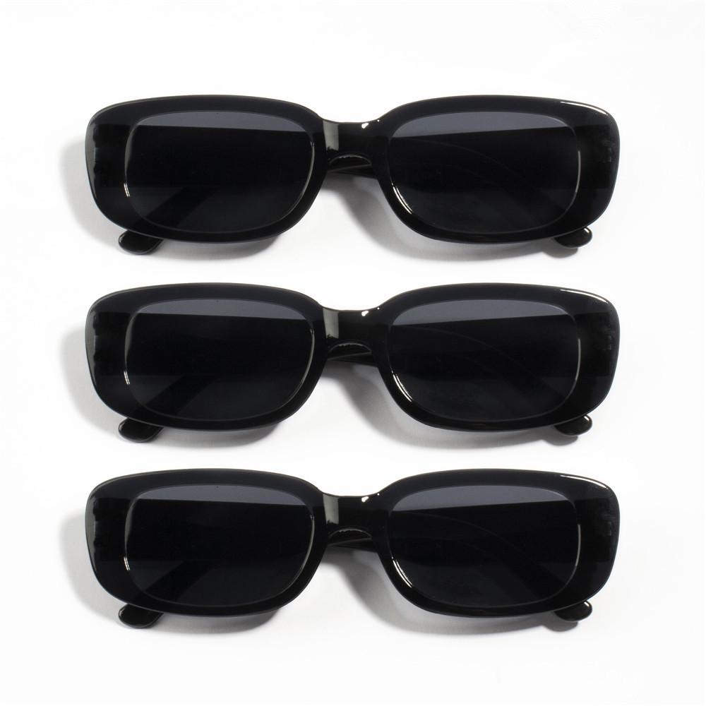 12PCS Vintage Black Square Sunglasses Woman Luxury Brand Small Rectangle Sun Glasses Female Gradient Clear Mirror
