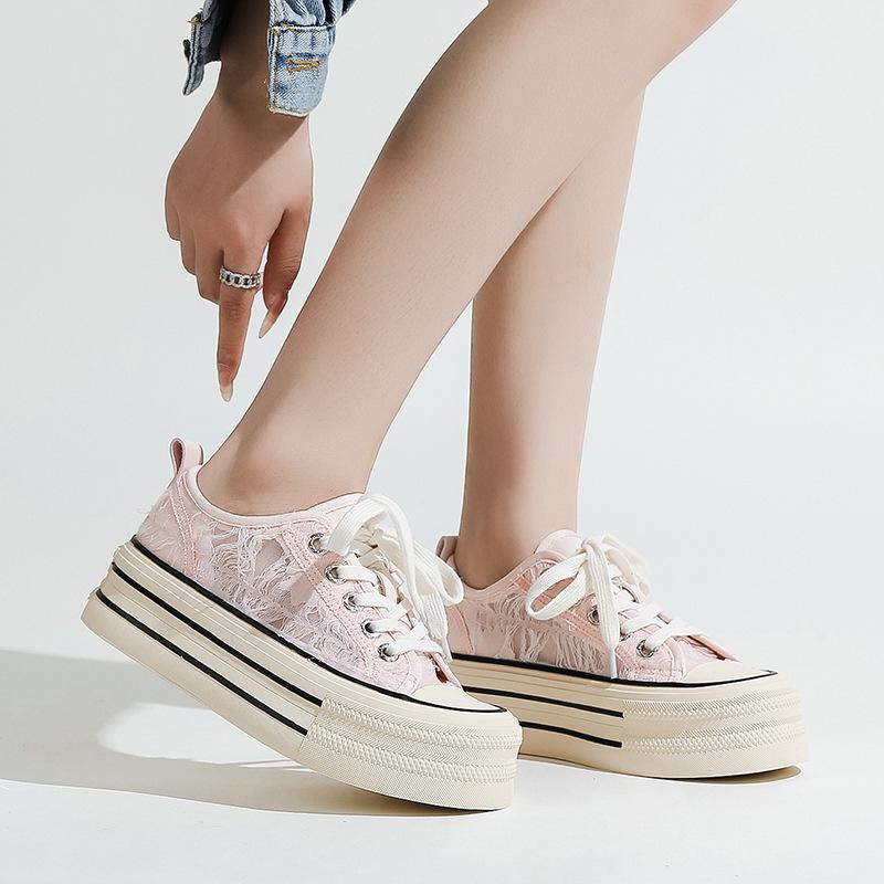 Летние сетчатые белые туфли женские на толстой подошве тонкие парусиновые туфли для студентов дышащие повседневные туфли Tide Ins для сёрфинга