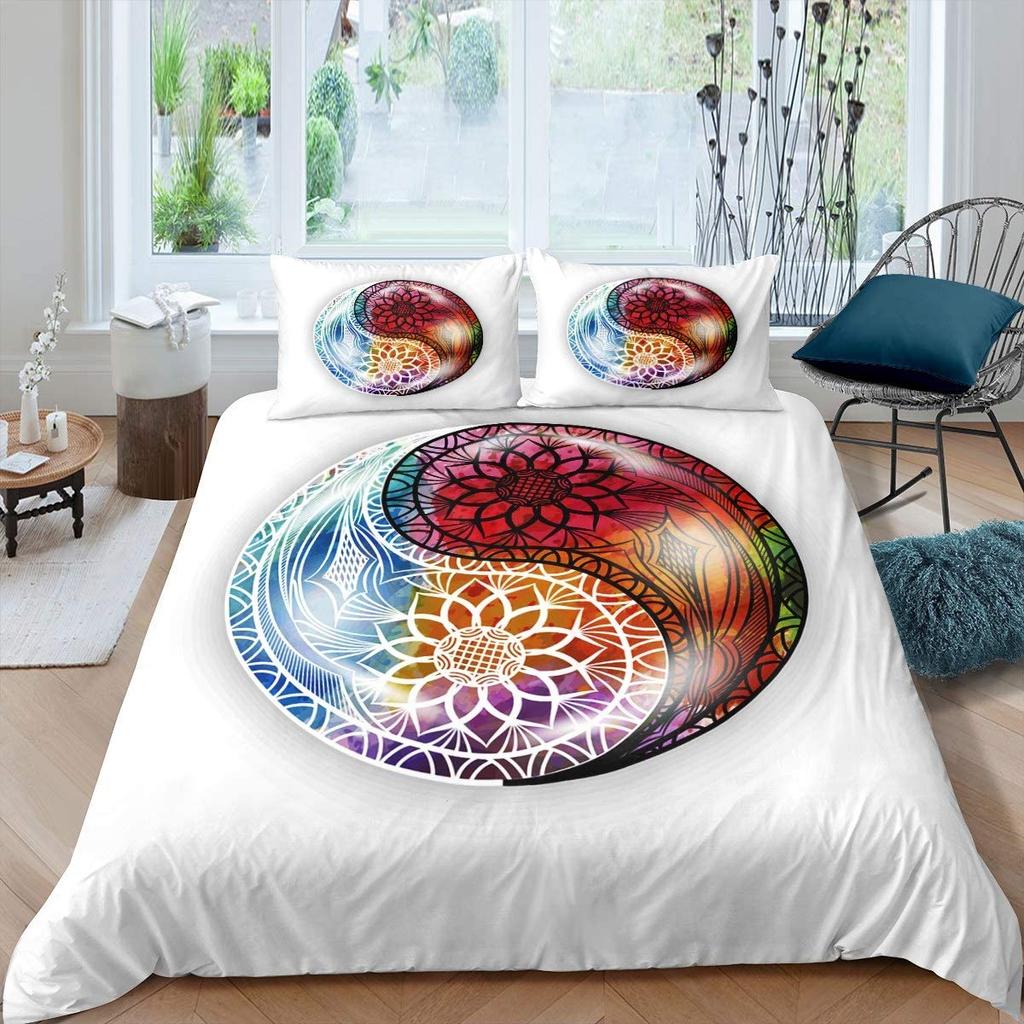 Black And White Duvet Cover Set Bohemian Mandala Bedding Set For Kids Child Yin And Yang Polyester Comforter Cover King Size