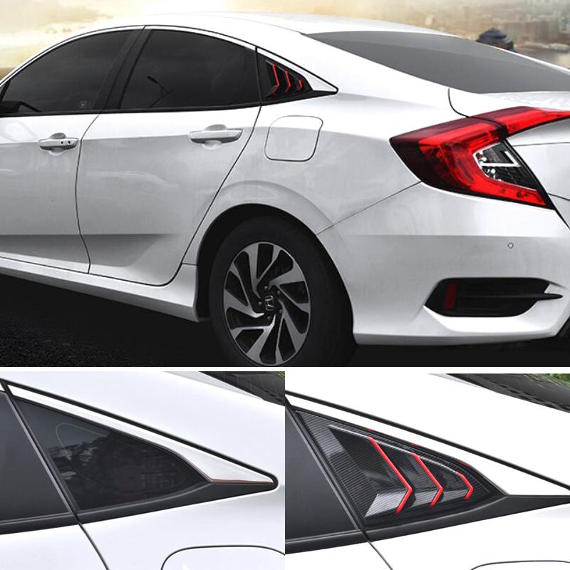 Для Honda Civic 10th Gen 4dr Sedan 2016-АБС-пластик треугольные жалюзи заднего стекла, накладка, 2 шт./компл., автомобиль