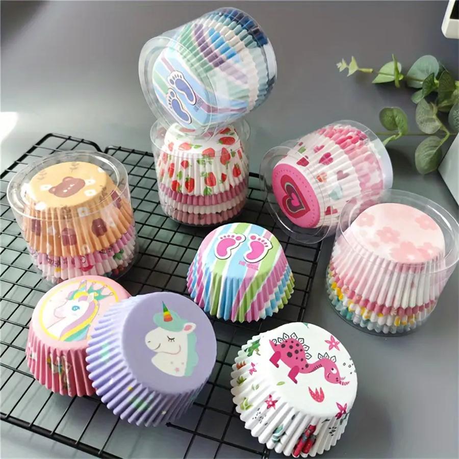 100PCS Cartoon Paper Baking Cupcake Cup Liners Muffin Kitchen Accessories Tools Cups For Wedding Birthday Party Cake Decor