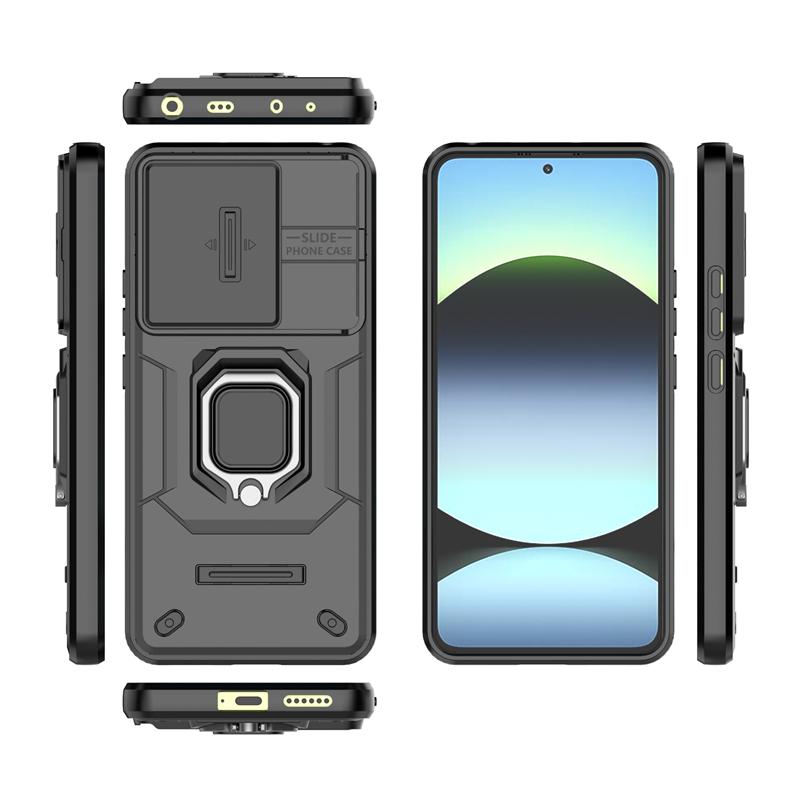 Чехол для телефона с выдвижным окном для Redmi Note 14 4G, держатель-кольцо, магнитная задняя крышка для Redmi Note 14 4G, чехол для Redmi Note 14 4G