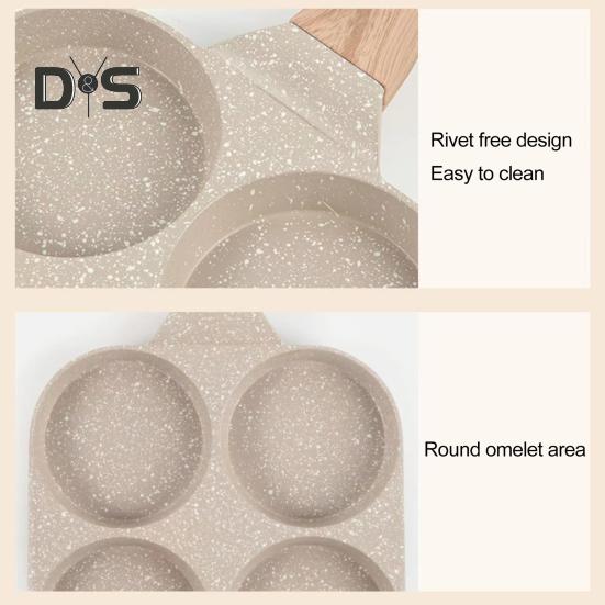 Сковорода с 4 отверстиями, антипригарное покрытие, сковорода для омлета, стейка, утолщенное дно, посуда для приготовления завтрака, сковорода для яиц, бургеров