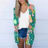 Women's Casual Fashion Floral Print Long Sleeve Mid-Length Cardigan Jacket