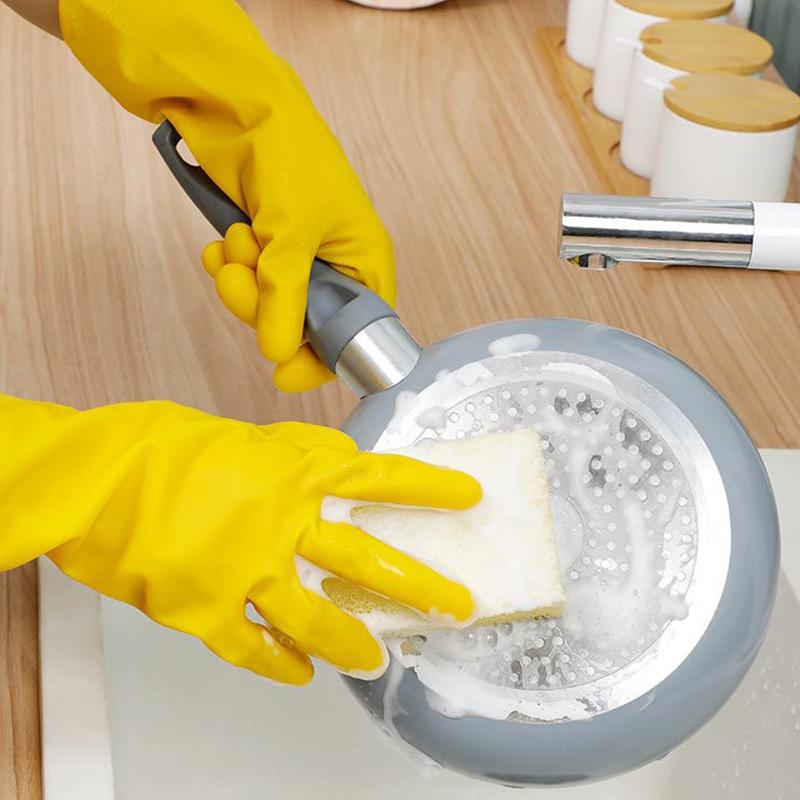 Household Kitchen PVC Gloves Thick and Durable Gloves Cleaning Household Chores Washing Dishes Waterproof Wear Resistant Gloves