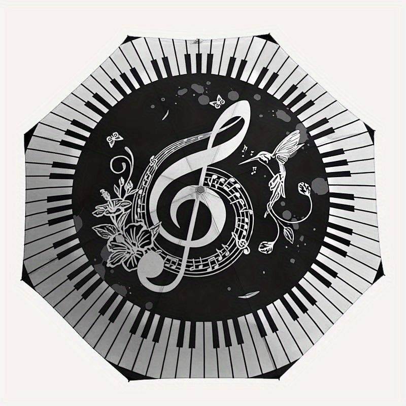 Music Notes Piano Keys themed Eight rib Automatic Folding Umbrella Is Suitable for Both Men and Women, Making It A Perfect Christmas and Val