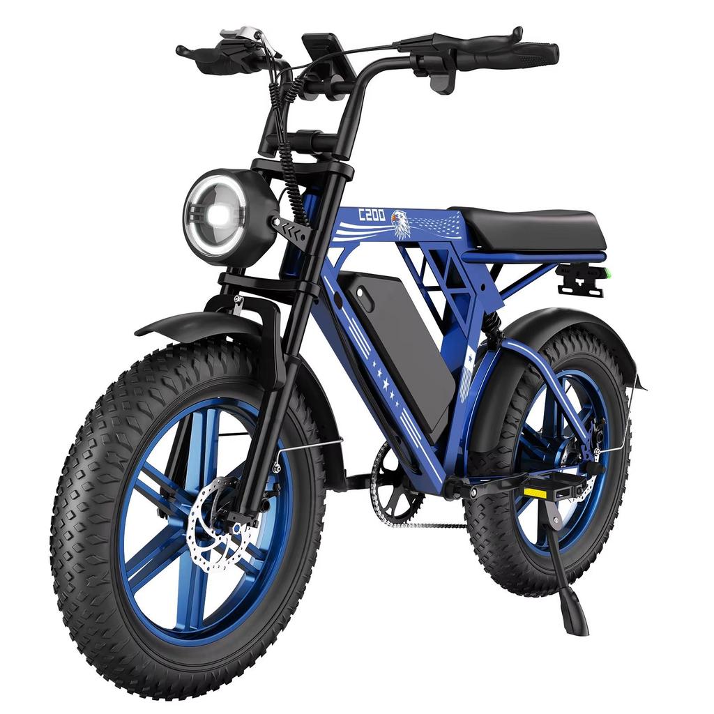 HiQiS new Ebike C200 48V 17.5AH battery maximum range 90KM 1000W motor 25km/h speed 20 inch off-road wide tire all terrain electric bicycle