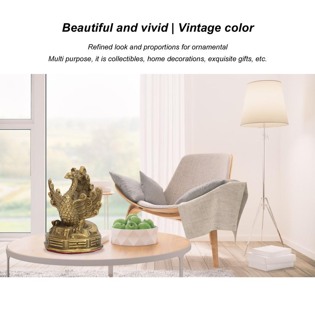 Brass Phoenix Statue High Hardness Good Gloss Phoenix Decorative Figurines for Home Decoration Collection Display Gifts