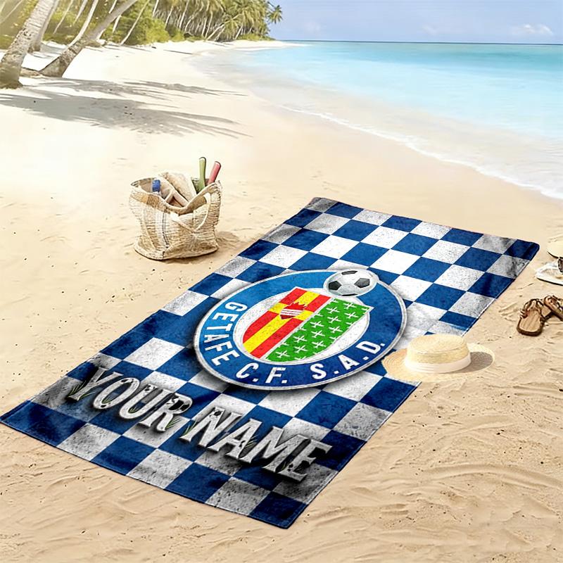 Name Custom Getafe CF Print Beach Towel, Large Soft Quick Dry Towel for Beach Camping Swimming