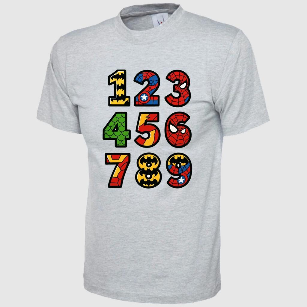 Maths Day Kids T-Shirt Superhero Number Symbols Printed Back To School Event Top