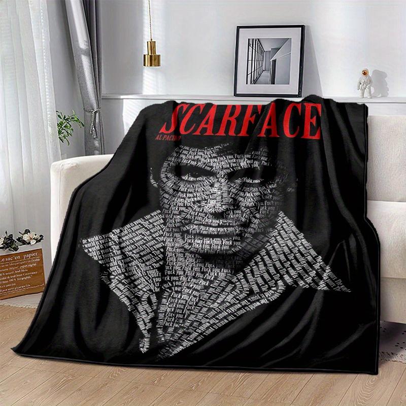 1pc Scarface-Inspired Home Decor: Cozy Blanket, Perfect Gift for Bedroom, Living Room, Travel, Camping, Car, Beach, Office Naps, Ideal Sofa Throw, Out