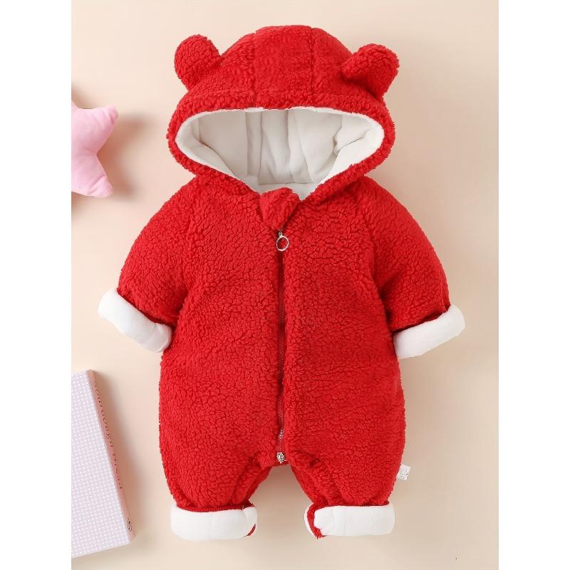 [Теплый комбинезон] Теплый комбинезон с капюшоном, Детская зимняя одежда | Декор в виде медвежонка для новорожденного, Детская одежда для мальчиков и девочек