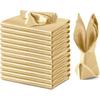 VACVELT 12 Pack Gold Satin Napk 12x12 Inch Wedding Napk, Scalloped Elegant Dinner Napk Square Table Napk Decor, Silky Satin Cloth Napk for Restaurant